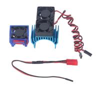 HERCHR Set di ventole di Raffreddamento per dissipatore di Calore RC, Ventola Motore radiatore in Alluminio DC 5V Doppio Supporto con Spina JST per dissipatore di Calore per Accessori (Blu)