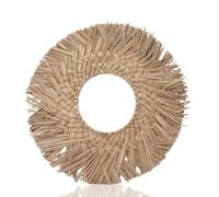 HERCHR Specchio da Parete, Specchio da Parete con Tessitura di Paglia da 16 Pollici Specchio Per Il Trucco Specchi Rotondi Vintage Per La Decorazione della Parete Per I(Beige)