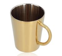 HERCHR Tazza da caffè in acciaio inossidabile, tazze in metallo Tazza termica a doppia parete con manico per campeggio domestico, 300 ml(Oro)