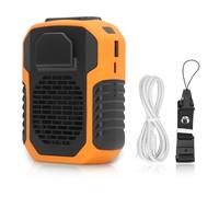 HERCHR Ventilatore portatile con clip, mini ventilatore da vita indossabile con ricarica USB a 3 velocità 6000 mAh con cordino per campeggio all'aperto, DC 5.0 V 2.0 A (Arancia)