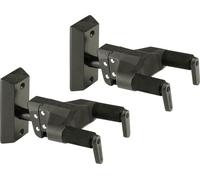 Hercules AGS Plus - Supporto da parete per chitarra, corto, base in legno, nero, confezione da 2