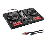 Hercules DJ Control Inpulse 300 - Controller DJ USB a 2 piattaforme per Serato DJ Lite e DJUCED Bundle con cavo audio completo serie standard da 3,5 mm stereo da 3,5 mm a 2 spine RCA