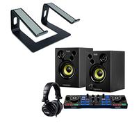 Hercules DJ Starter Kit 2 Deck USB DJ Controller Set con casse e cuffie + supporto per laptop Keepdrum, nero