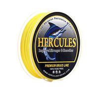 HERCULES Lenza da pesca intrecciata, non sbiadisce, 100 m PE Lines, 4 fili multifilamento Fish Line, 4,5 kg Test per acqua salata e acqua dolce, resistente all'abrasione, giallo, 4,5 kg, 100 m