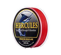 HERCULES Lenza da pesca intrecciata, non sbiadisce, 1000 m, linee in polietilene, 8 fili multifilamento, test 18,1 kg per acqua salata e dolce, resistente all'abrasione, rosso, 18,1 kg, 1000 m