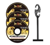 HERCULES Tippet per pesca a mosca, confezione da 3 pezzi, con supporto per tippet, 4 x 5 x 6 x 55 m, fluorocarburo