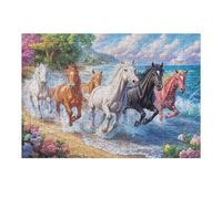 Herd Galloping on Flower Shore Puzzle 300 Pezzi Sfida Rompicapo Difficile Happy Time Rompicapo Per Esperti Stimolo Intellettuale Esercizio Mentale Regalo Per 300 PCS