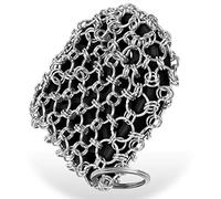 Herda - Scrubber in ghisa, 316 L, per vaschetta di ferro, inserto in silicone, leggero, per pulizia della catena, spazzola in metallo, raschietto per padella in acciaio, wok, pentola