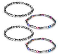 Herdear 4 Cavigliere Magnetiche in Ematite per Donna Uomo Cavigliera Magnetica con Perline Bracciale alla Caviglia Cavigliere Energetiche Catena alla Caviglia Gioielli per Piedi, 2 Stili