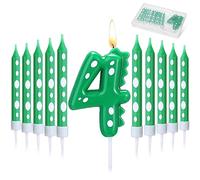 Herdear Candele di Compleanno con Dinosauro Verde per Ragazzo, 1 Candela Numero e 10 Candeline Lunghe Sottili per Tutti i Compleanni Decorazione per Feste e Compleanni a Tema Dinosauri (Numero 4)
