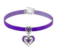 Herdear Collana da Donna Collana Tirolese per Festa Bavarese Collana con Ciondolo a Cuore Collana Stella Alpina Elegante Collana con Pendente a Forma di Cuore di Strass(Viola)