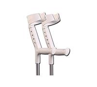 Gima - Progress Stampelle in Alluminio, per Adulti Alti e/o Robusti, Regolabile in Altezza 10 volte ogni 20 mm, Appoggio Antibrachiale, Impugnatura Ergonomica, Colore Grigio Chiaro/Grigio, 1 Paio