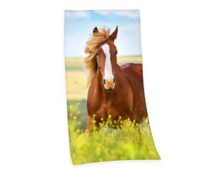 Herding Asciugamano, Motivo con Cavallo, Cotone, Multicolore, 150 x 75 cm