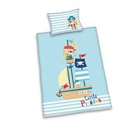 Herding BABY BEST Set di Biancheria da Letto Reversibile per Bambini, Lara Piccoli Pirati, Copripiumino 100 x 135 cm, Federa 40 x 60 cm, Cotone/Renforcé