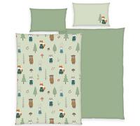Herding babybest Biancheria da letto per bambini in flanella Animali della foresta, 1 Federa 40x60 cm, 1 Copripiumino 100x135 cm, 100% Cotone/Flanella