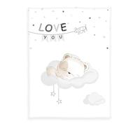 Herding babybest Coperta in microfibra, Sleeping little bear, 75 x 100 cm, 100% poliestere, bianco