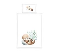 Herding babybest Set di biancheria “Schnuffel-Otter”, 40 x 60 cm + 100 x 135 cm, con cerniera, 100% cotone, multicolore