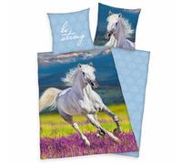 Herding Biancheria Da Letto Con Cavallo Bianca 135 X 200 Cm 80 X 80 Cm
