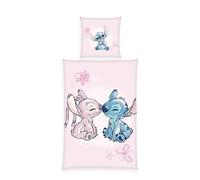 Herding, Biancheria da Letto Disney's Stitch, Federa Circa 80 x 80 cm, Copripiumino Circa 135 x 200 cm, Con Cerniera e Motivo Reversibile, 100% Cotone/Renforcé