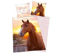 Herding Biancheria da letto in 100% cotone, motivo: cavallo, 135 x 200 cm, 80 x 80 cm
