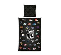 Herding Biancheria da Letto NFL, Federa 80 x 80 cm ca., Copripiumino Circa 135 x 200 cm, Con Cerniera Scorrevole, 100% Cotone/Renforcé