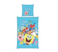 Herding, Biancheria da letto SpongeBob SquarePants, Federa Circa 80 x 80 cm, Copripiumino Circa 135 x 200 cm, Con Cerniera e Motivo Reversibile, 100% Cotone/Renforcé