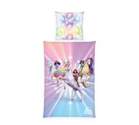 Herding, Biancheria da Letto Unicorn Academy, Federa Circa 80 x 80 cm, Copripiumino Circa 135 x 200 cm, Con Cerniera e Motivo Reversibile, 100% Cotone/Renforcé