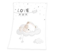 Herding Coperta in Pile per Bambini, Orsetto Addormentato, 75 x 100 cm, Poliestere, Bianco