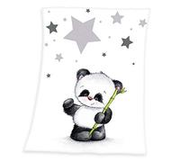 Herding Coperta per Bambini, Motivo con Panda, 75 x 100 cm, Microfibra, Bianco