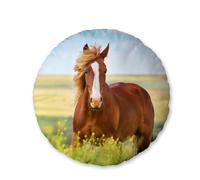 Herding Cuscino, Stampa con Cavallo, Diametro di c. 50 cm, Poliestere, Cuscino Sagomato Rotondo