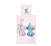 Herding Disney Stitch Set biancheria da letto, motivo reversibile, federa 65 x 100 cm, copripiumino 160 x 210 cm, con cerniera, 100% cotone/renforcé