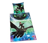 Herding DreamWorks Dragons Set di Biancheria da Letto Reversibile, Copripiumino 140 x 200 cm, Federa 70 x 90 cm, Cotone Renforcé