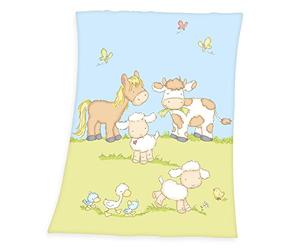 Herding Fynn Coperta per Bambini, Gli Animali della Fattoria, 75 x 100 cm, Microfibra, Multicolore