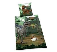 Herding Jurassic World Nuove Avventure, Biancheria da Letto, Federa ca. 80x80 cm, Copripiumino ca. 135x200 cm, Con cerniera scorrevole di qualità, 100% Cotone, Renforcé