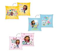 Herding La casa delle bambole di Gabby - Set da 3 cuscini decorativi e morbidi, da coccole, per bambini, 100% poliestere, 40 x 40 cm