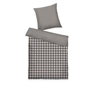 Herding Lenzuola di flanella TOM TAILOR, 80x80 cm + 135x200 cm, 100% cotone/flanella, con motivo reversibile e cerniera colorata, CLASSIC CHECK Grigio, Beige (Antracite & Sunny Sand)