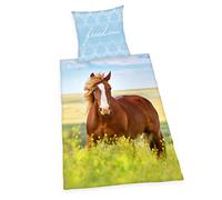 Herding Set Biancheria da Letto, Motivo con Cavallo, Multicolore, Federa 80 x 80 cm, Copripiumino 135 x 200 cm, Flanella