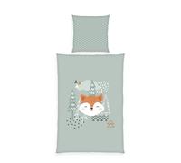 Herding Set biancheria da Letto "Young Collection", Nordic Forest, Reversibile, Federa 80 x 80 cm, Copripiumino 135 x 200 cm, Cerniera di qualità, cotone renforcé