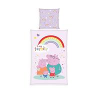 Herding Set biancheria Effetto Peppa Pig, Federa 70 x 90 cm, Copripiumino 140 x 200 cm, Con Zip, 100% cotone/renforcé