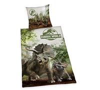 Herding Set di Biancheria da Letto "Jurassic World", Reversibile, Federa 70 x 90 cm, Copripiumino 140 x 200 cm, Cerniera di qualità, Cotone Renforcé