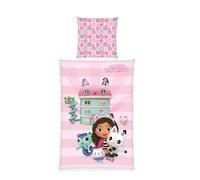 Herding Set di Biancheria da Letto, La Casa delle Bambole di Gabby, Federa 80 x 80 cm con Cerniera e Motivo Reversibile, Copripiumino 135 x 200 cm con Cerniera, 100% Cotone/Renforcé
