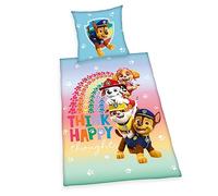 Herding Set di Biancheria da Letto, Paw Patrol, Federa 80 x 80 cm con Bottoni e Motivo Reversibile, Copripiumino 135 x 200 cm con Chiusura a Bottoni, 100% Cotone/Linone
