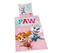 Herding Set di Biancheria da Letto, Paw Patrol, Federa 80 x 80 cm con Bottoni e Motivo Reversibile, Copripiumino 135 x 200 cm con Chiusura a Bottoni, 100% Cotone/Linone