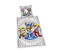 Herding Set di biancheria da Letto "Paw Patrol Glow in the dark", Illumina al buio, Reversibile, Federa 80 x 80 cm, Copripiumino 135 x 200 cm, Con cerniera di qualità, Cotone Renforcé