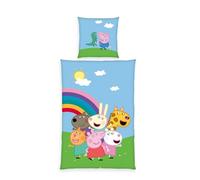 Herding Set di Biancheria da Letto, Peppa Pig, Federa 80 x 80 cm con Design Reversibile, Copripiumino 135 x 200 cm con Cerniera, 100% Cotone/Renforcé