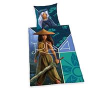 Herding Set di biancheria da letto, Raya e l'Ultimo Drago, Reversibile, Federa 80 x 80 cm, Copripiumino 135 x 200 cm, Con cerniera di qualità, Cotone Renforcé