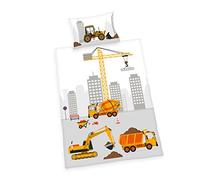 Herding Jana Baustelle Bettwäsche Set di Biancheria da Letto per Bambini, Cotone, Multicolore, 40 x 60 cm, 100 x 135 cm