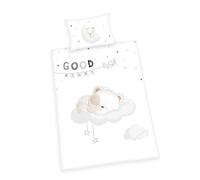 Herding Set di Biancheria da Letto Reversibile per Bambini, Orsetto Addormentato, Copripiumino 100 x 135 cm, Federa 40 x 60 cm, Flanella/Beaver