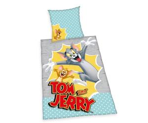Herding Set di Biancheria da Letto Tom & Jerry, Federa 80 x 80 cm, Copripiumino 135 x 200 cm, Con Cerniera Scorrevole di Qualità, Cotone