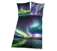 Herding Set di Biancheria da Letto "Young Collection", Aurora boreale, Reversibile, Federa 80 x 80 cm, Copripiumino 135 x 200 cm, Cerniera di qualità, Cotone Renforcé